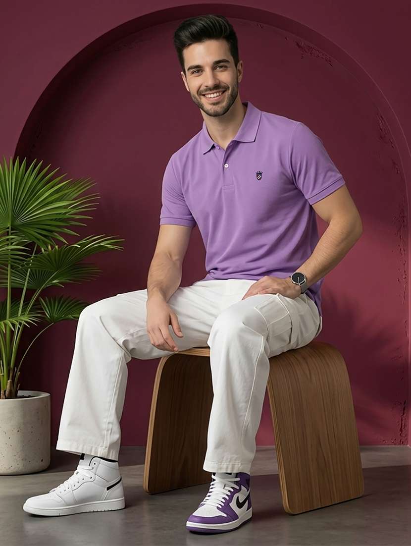 Men Solid Short Sleeve Regular Fit Polo T-shirt - 22527445 -  Standard Image - 4