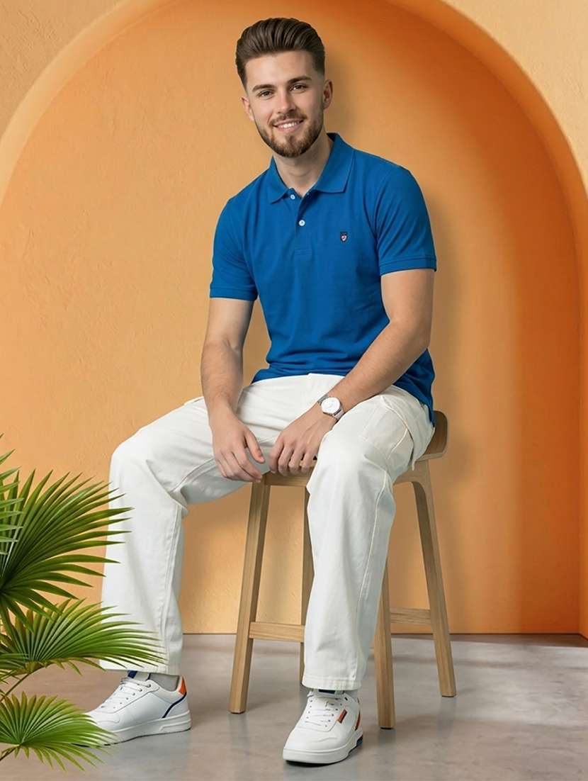 Men Solid Short Sleeve Regular Fit Polo T-shirt - 22527453 -  Standard Image - 4