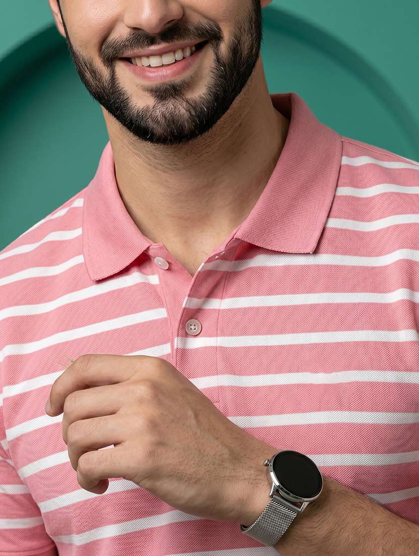 Men Striped Short Sleeve Regular Fit Polo T-shirt - 22527491 -  Standard Image - 1