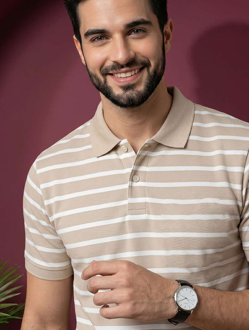 men striped short sleeves polo t-shirt - 22527538 -  Standard Image - 1
