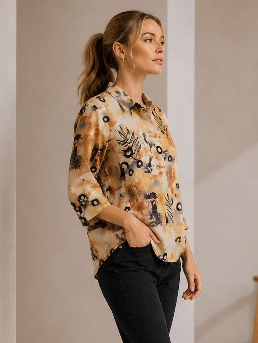 women printed collared regular shirt - 22527564 -  Standard Image - 1