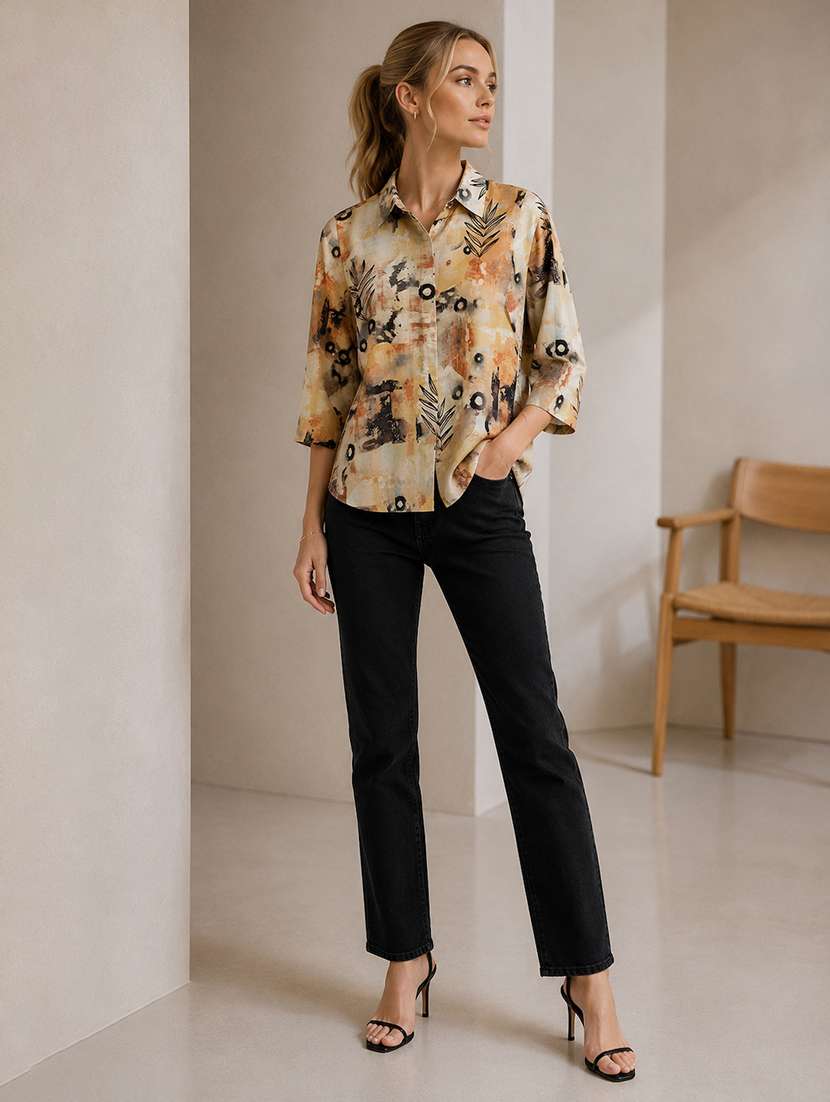 women printed collared regular shirt - 22527564 -  Standard Image - 4