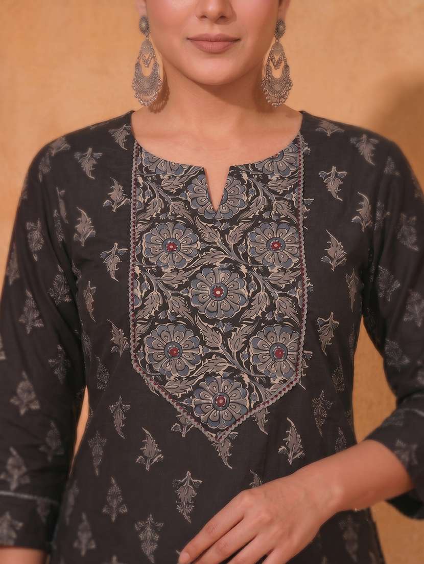 women printed three quarter sleeve kurta pant with dupatta set - 22527576 -  Standard Image - 1