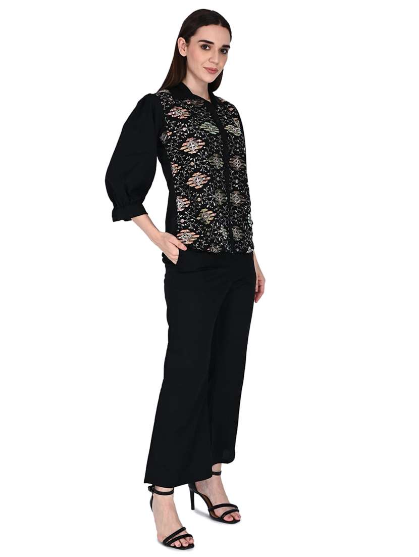 Women Embroidered Collared Ethnic Co-ord Set - 22527661 -  Standard Image - 4