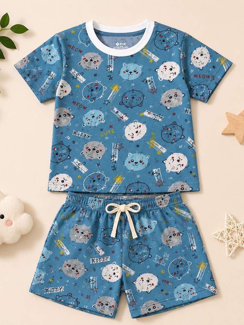 boys printed t-shirt & shorts co-ords set - 22527689 -  Standard Image - 4