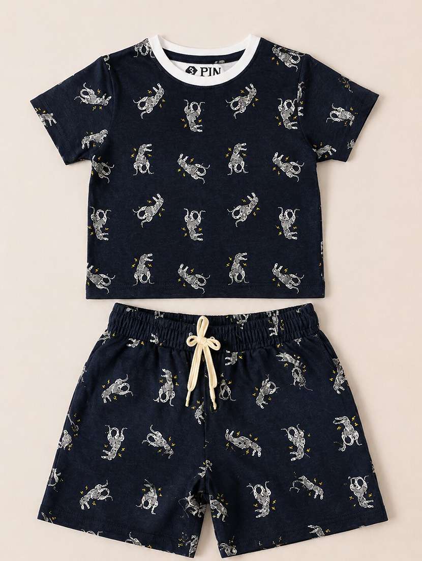 boys printed t-shirt & shorts co-ords set - 22527690 -  Standard Image - 4