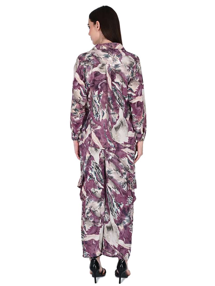 women printed long sleeve shirt & trouser co-ord set - 22527699 -  Standard Image - 4