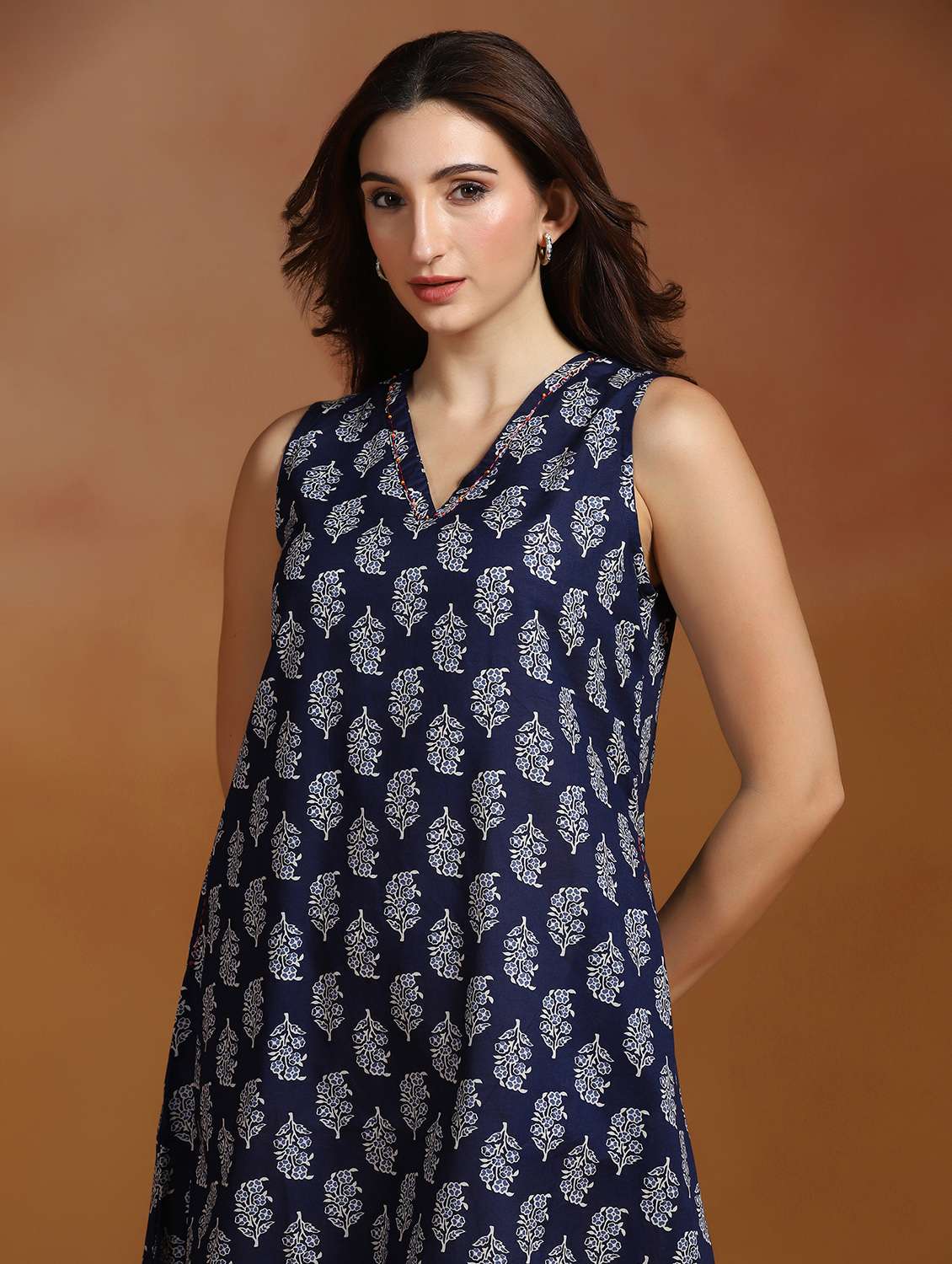 women printed v neck a- line dress - 22527735 -  Standard Image - 1
