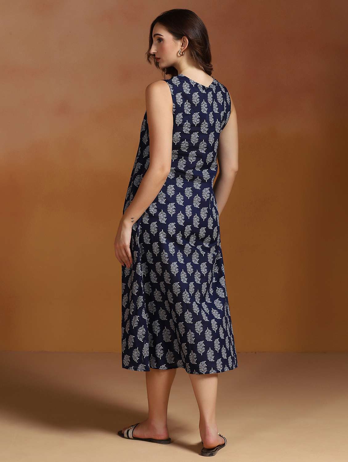 women printed v neck a- line dress - 22527735 -  Standard Image - 4