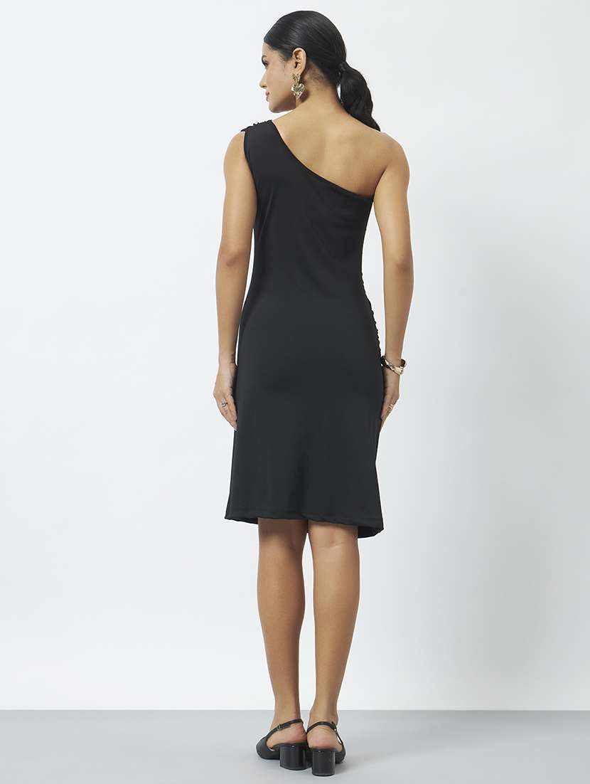 women solid one shoulder bodycon dress - 22527759 -  Standard Image - 4