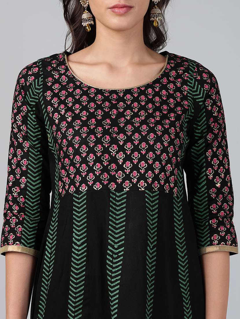 women printed three quarter sleeve anarkali kurta - 22527769 -  Standard Image - 1