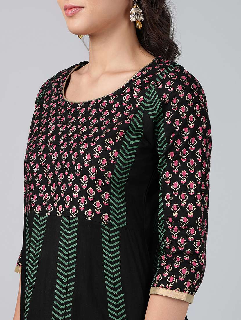 women printed three quarter sleeve anarkali kurta - 22527769 -  Standard Image - 6