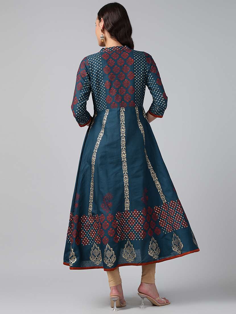 women printed three quarter sleeve anarkali kurta - 22527770 -  Standard Image - 4