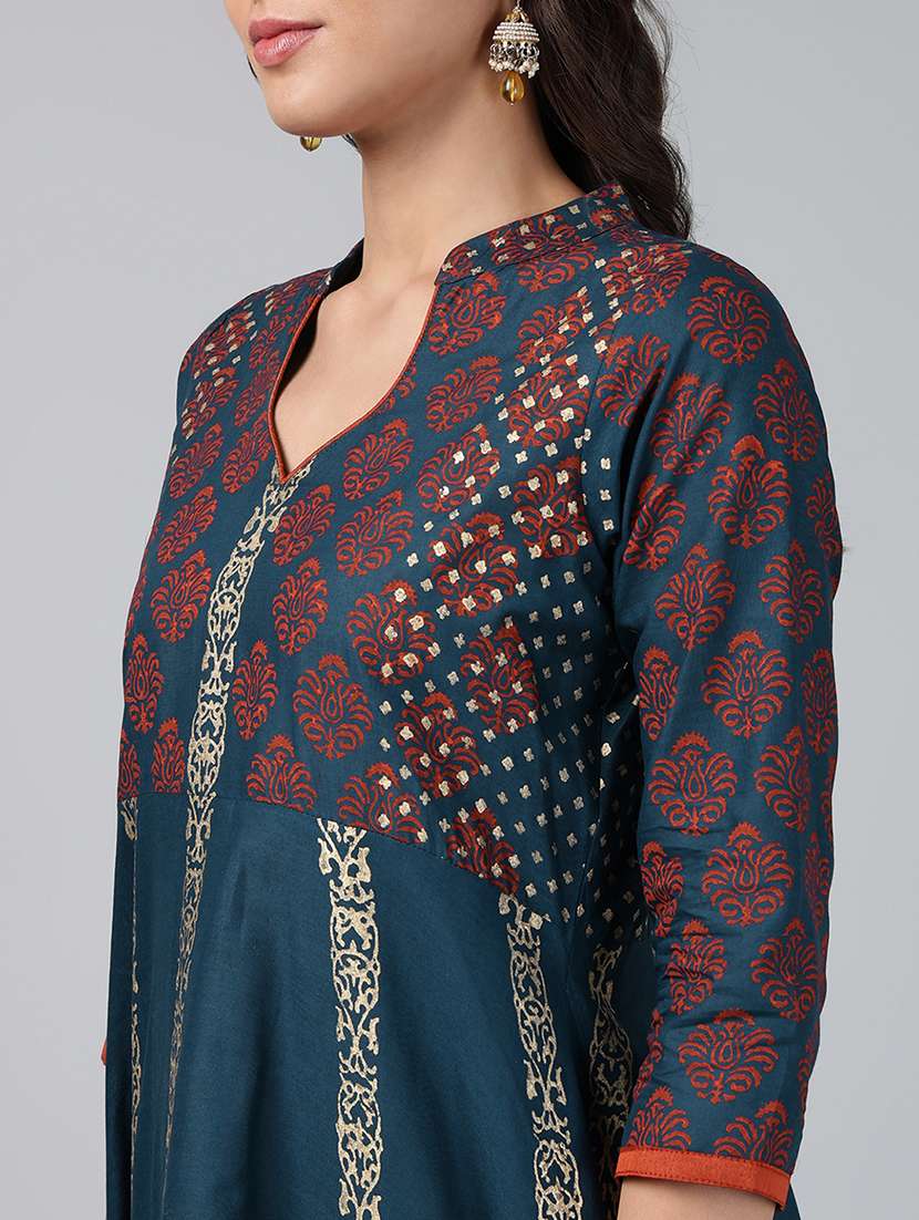 women printed three quarter sleeve anarkali kurta - 22527770 -  Standard Image - 6