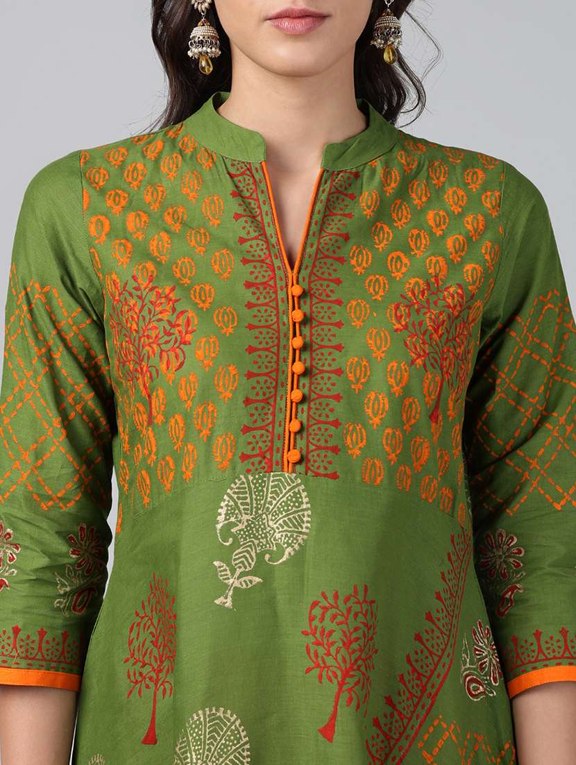 women printed three quarter sleeve anarkali kurta - 22527771 -  Standard Image - 1