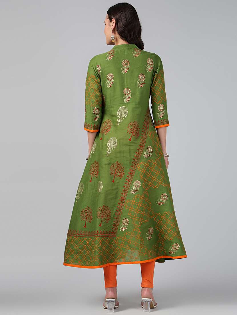 women printed three quarter sleeve anarkali kurta - 22527771 -  Standard Image - 4