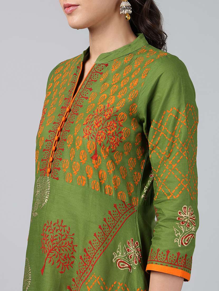 women printed three quarter sleeve anarkali kurta - 22527771 -  Standard Image - 6