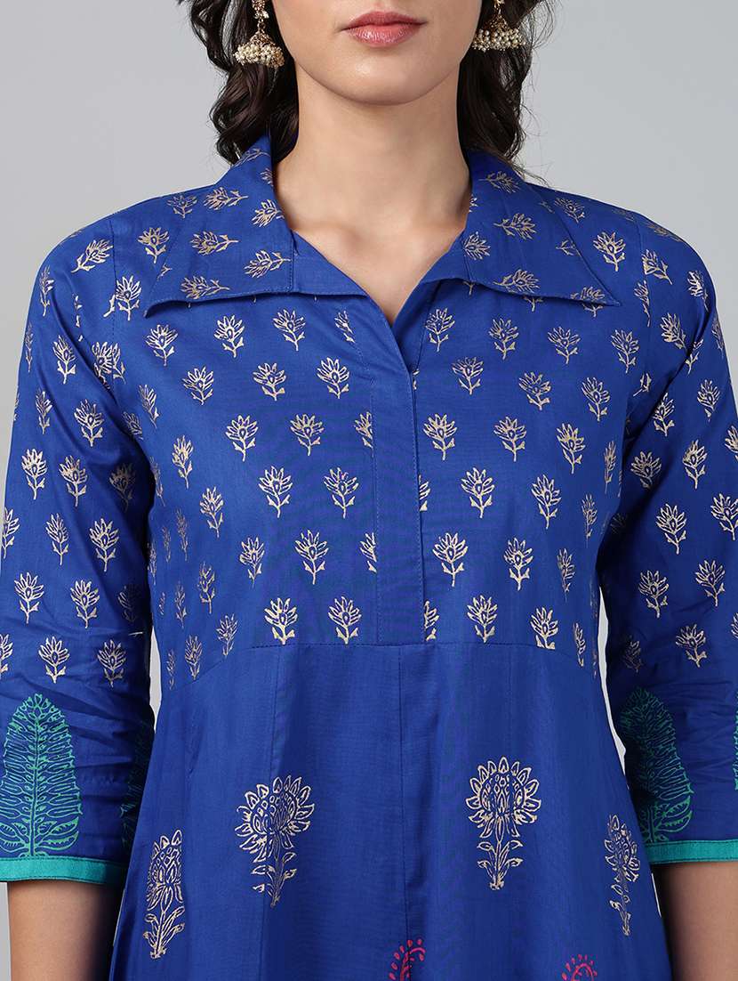 women printed three quarter sleeve anarkali kurta - 22527772 -  Standard Image - 1