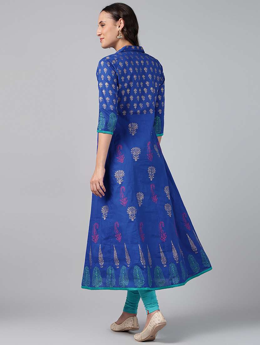 women printed three quarter sleeve anarkali kurta - 22527772 -  Standard Image - 4