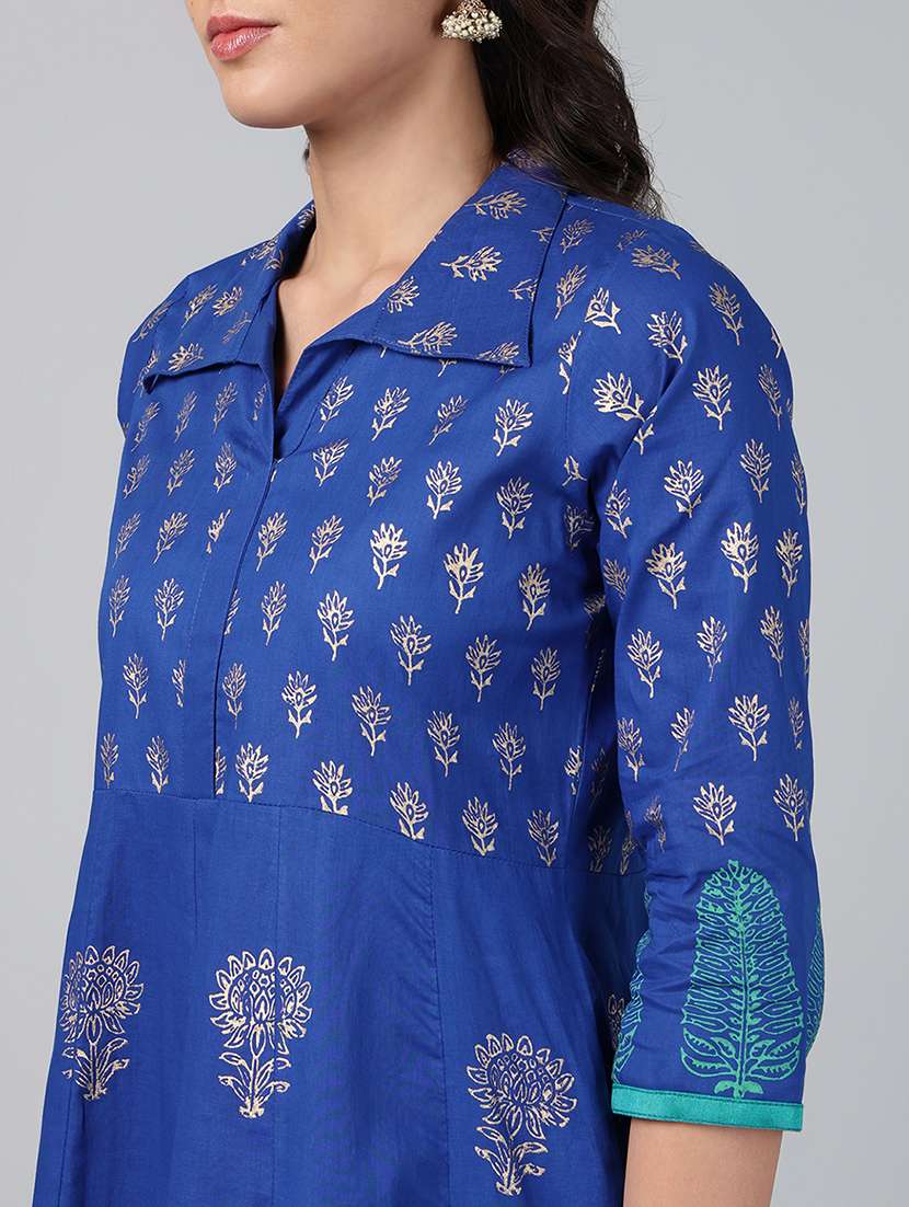 women printed three quarter sleeve anarkali kurta - 22527772 -  Standard Image - 6