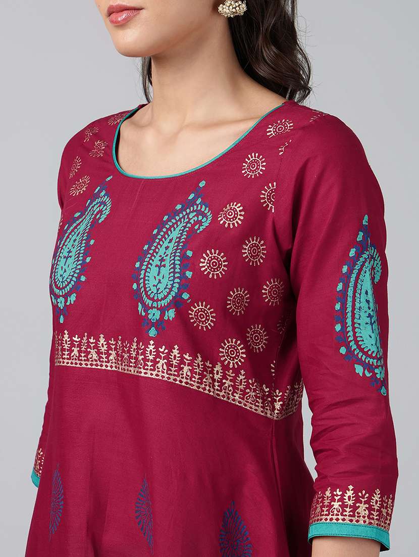women printed three quarter sleeve anarkali kurta - 22527773 -  Standard Image - 6