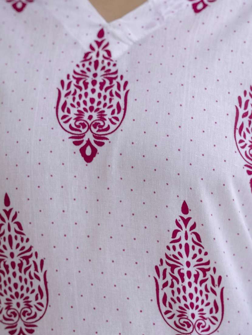 women printed three quarter sleeve straight kurti - 22527785 -  Standard Image - 1