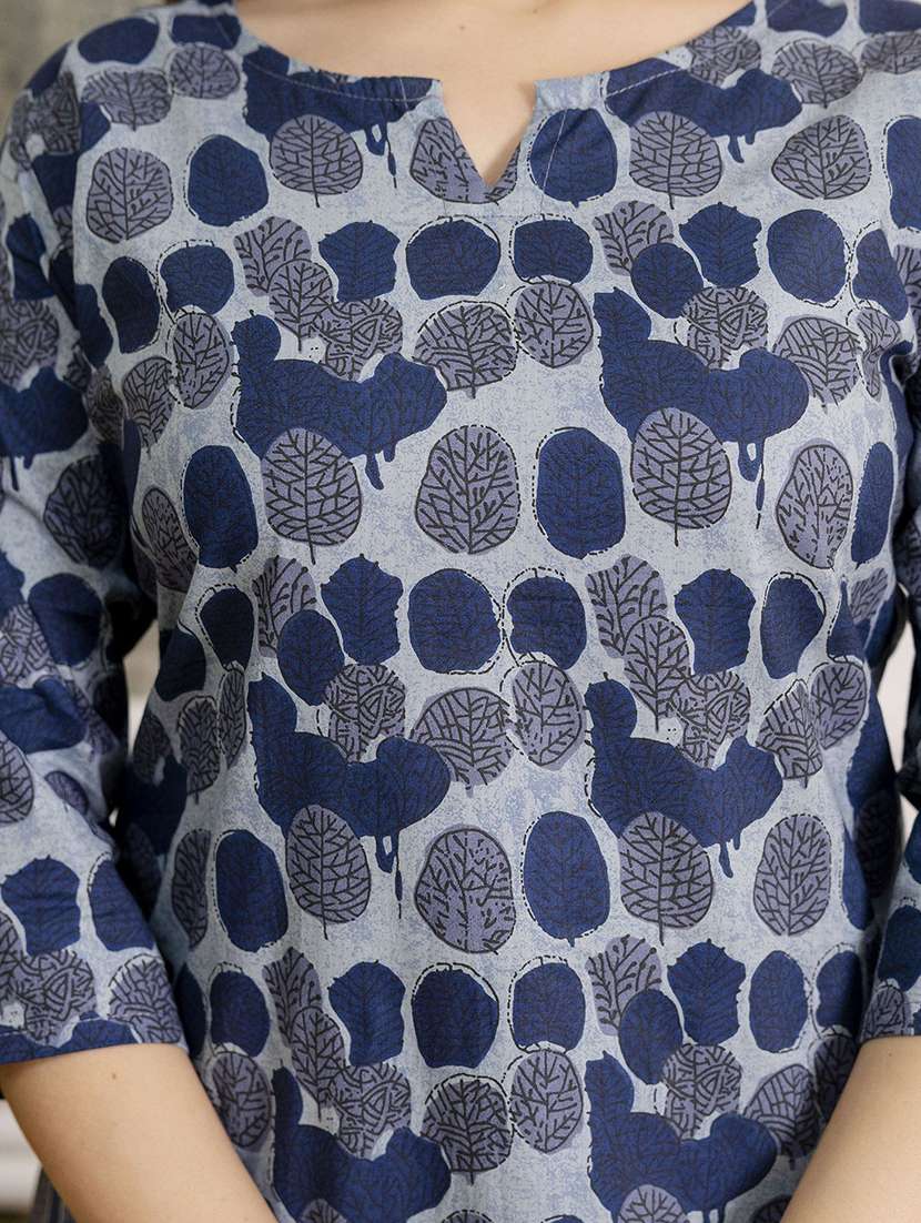 women printed three quarter sleeve straight kurti - 22527787 -  Standard Image - 1