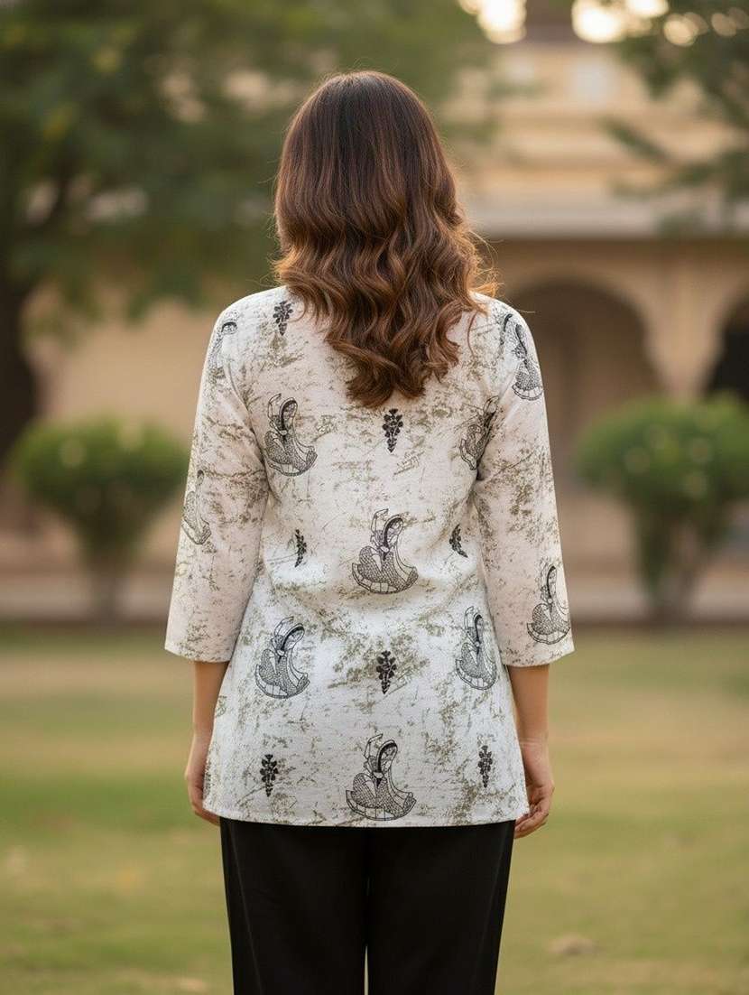 women printed three quarter sleeve straight kurti - 22527792 -  Standard Image - 4