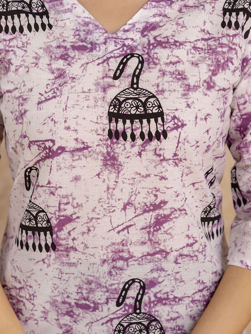 women printed three quarter sleeve straight kurti - 22527800 -  Standard Image - 1