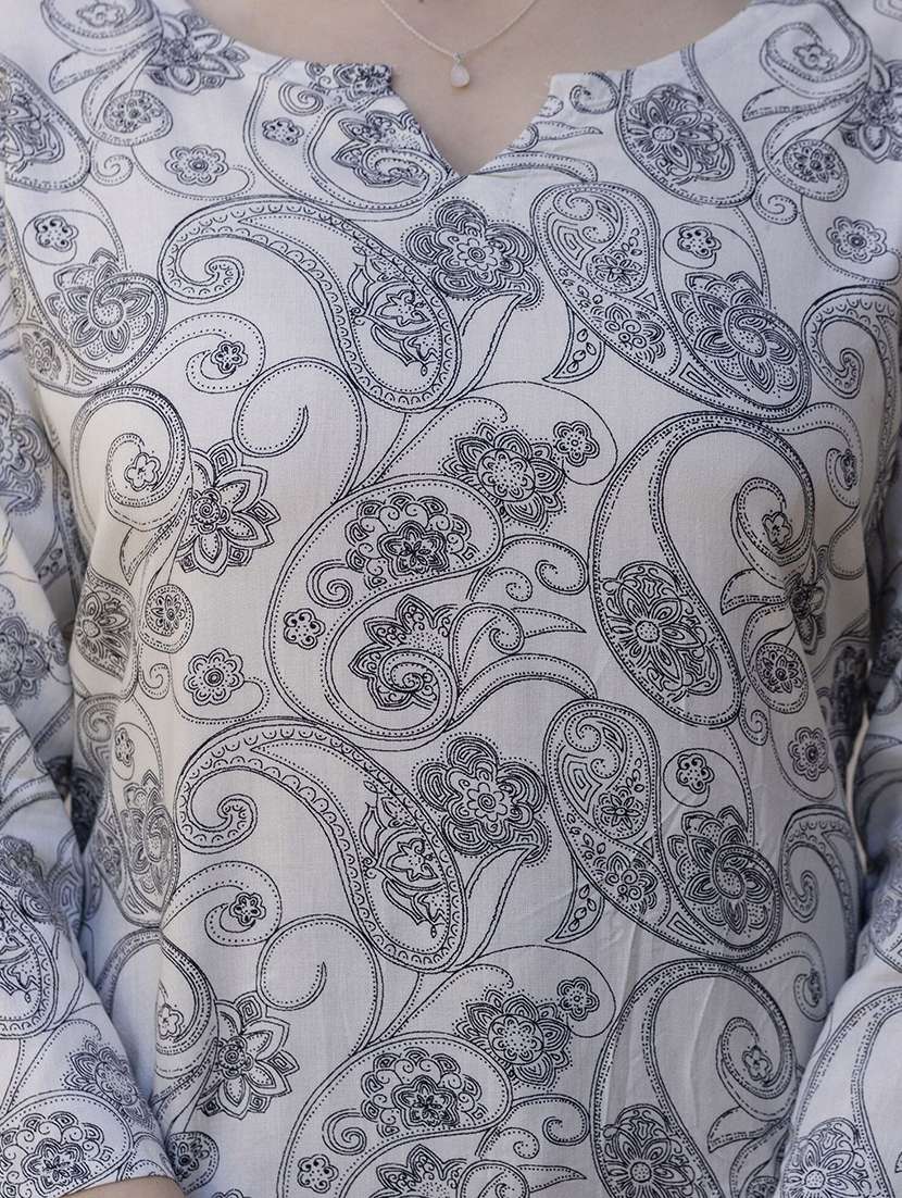 women printed three quarter sleeves straight kurti - 22527809 -  Standard Image - 4