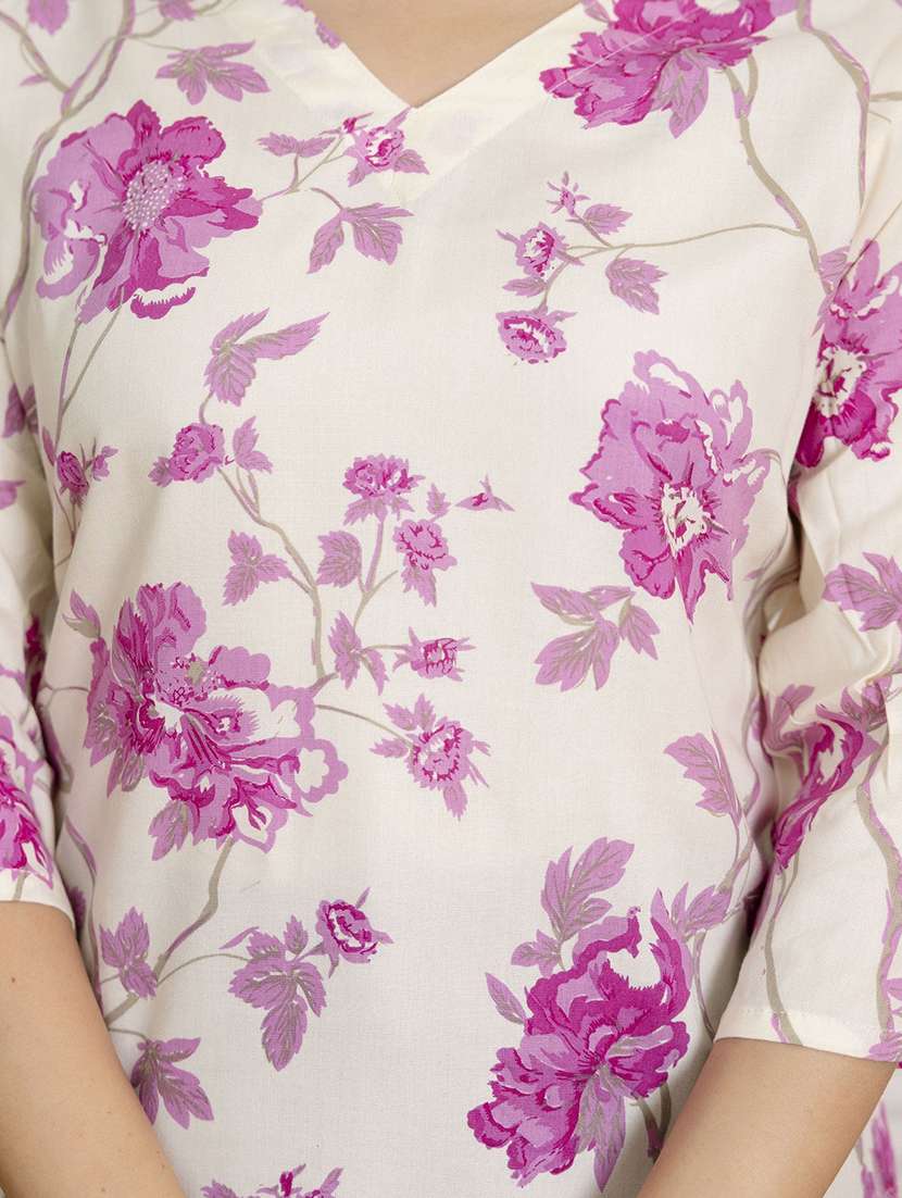 women printed three quarter sleeves straight kurti - 22527811 -  Standard Image - 4