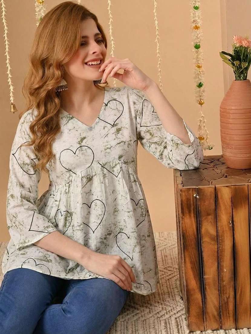 women printed three quarter sleeves a-line kurti - 22527813 -  Standard Image - 4