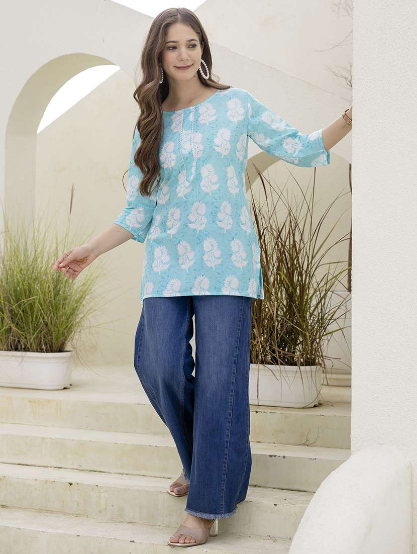 women printed three quarter sleeves straight kurti - 22527821 -  Standard Image - 4