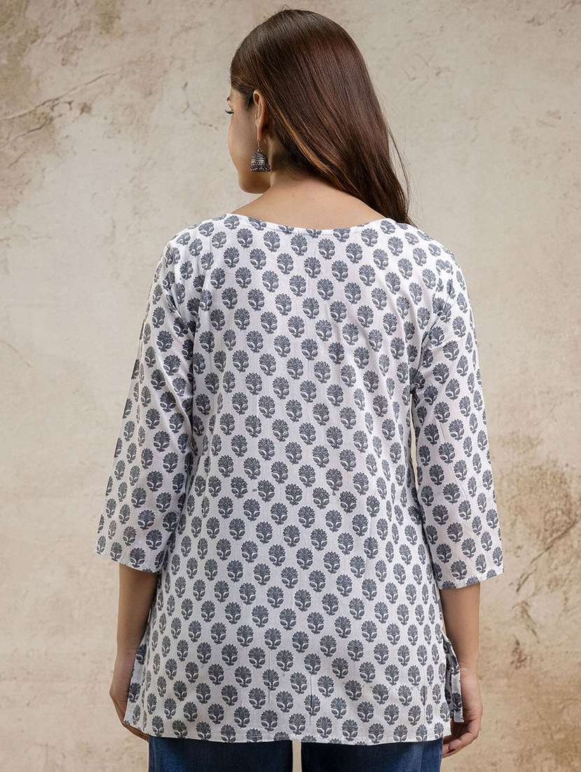 women printed three quarter sleeve straight kurti - 22527831 -  Standard Image - 4