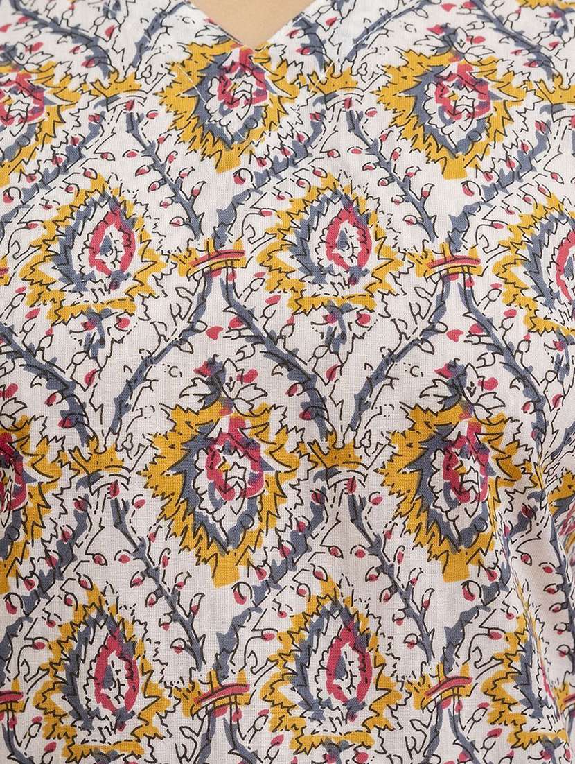 women printed three quarter sleeve straight kurti - 22527837 -  Standard Image - 4