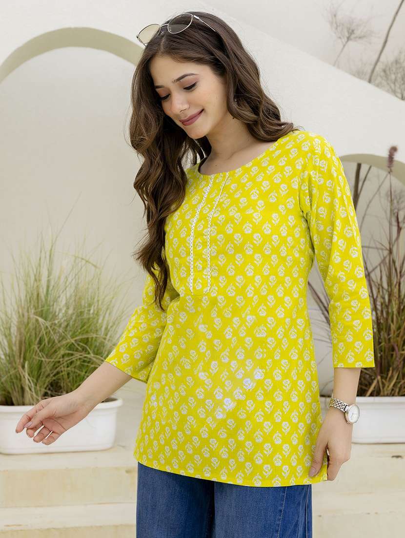 women printed three quarter sleeve straight kurti - 22527848 -  Standard Image - 1
