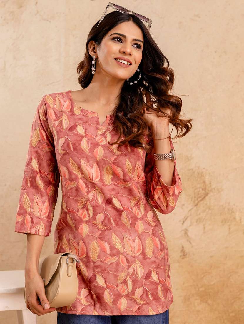 women printed three quarter sleeve straight kurti - 22527852 -  Standard Image - 1