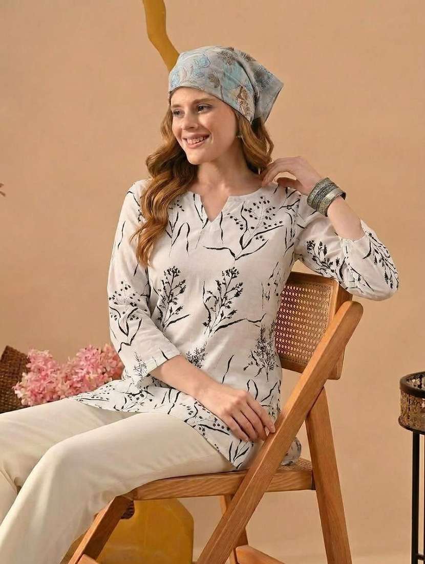women printed three quarter sleeve straight kurti - 22527853 -  Standard Image - 4