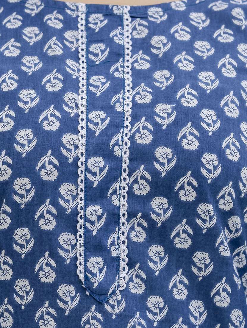 women printed three quarter sleeve straight kurti - 22527855 -  Standard Image - 4
