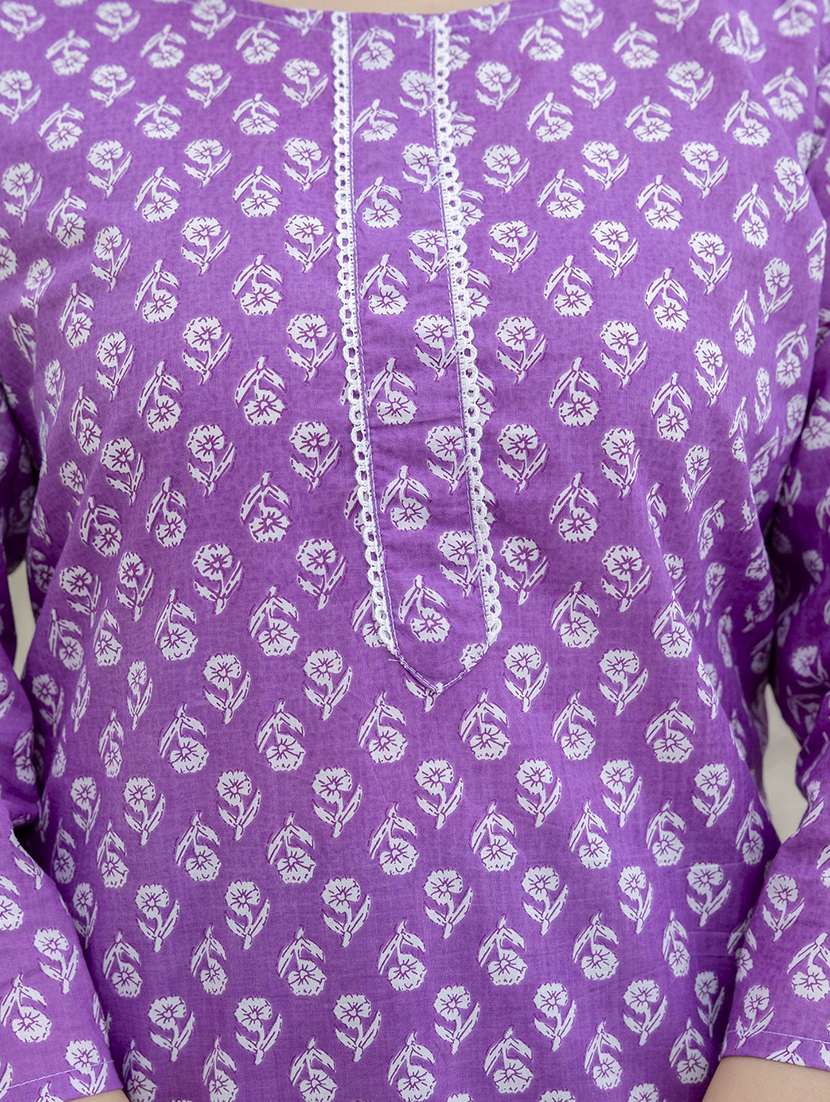 women printed three quarter sleeve straight kurti - 22527857 -  Standard Image - 1