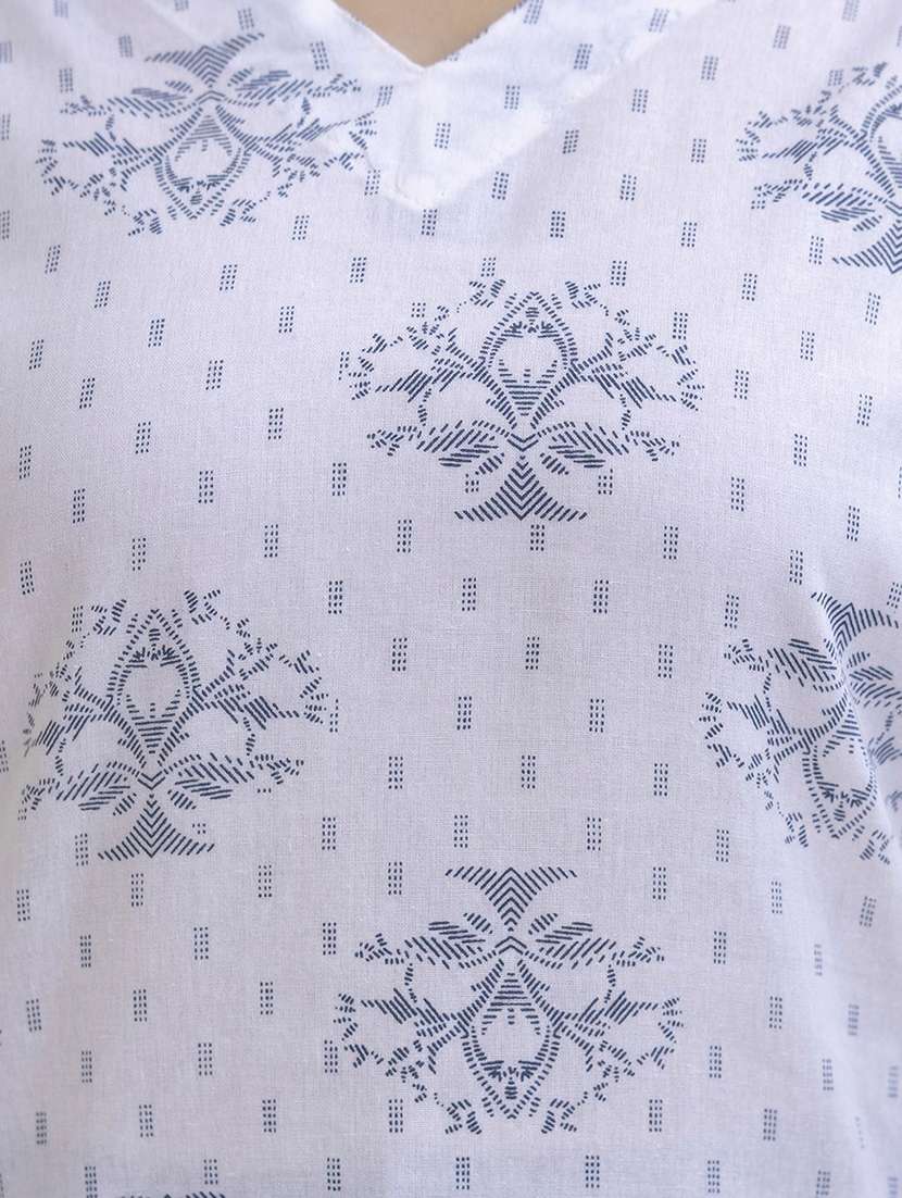 women printed three quarter sleeve straight kurti - 22527882 -  Standard Image - 1