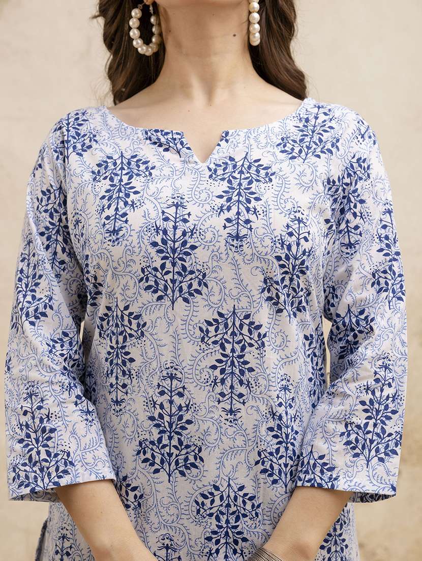 women printed three quarter sleeve straight kurti - 22527889 -  Standard Image - 1