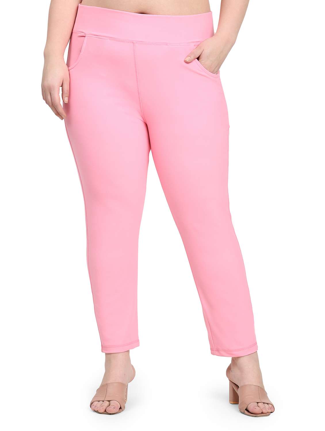 women solid mid rise ankle length jeggings
