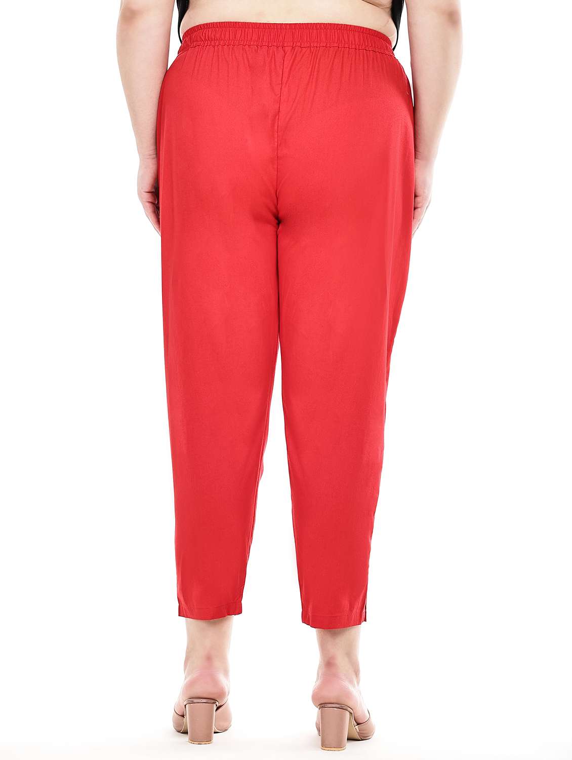 red cotton plus tapered pant - 22527899 -  Standard Image - 4