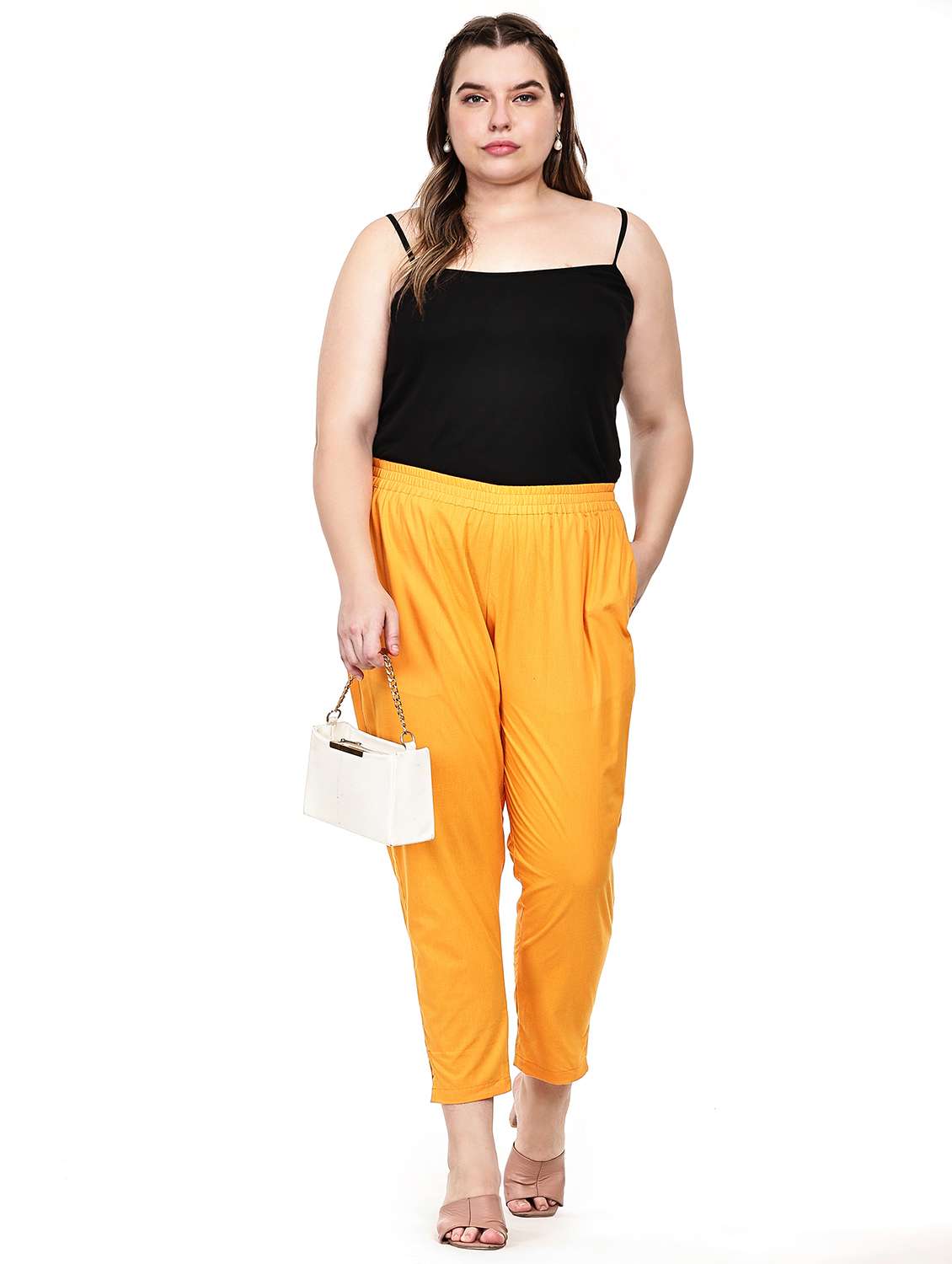 women solid mid rise ankle length tapered pant - 22527902 -  Standard Image - 4