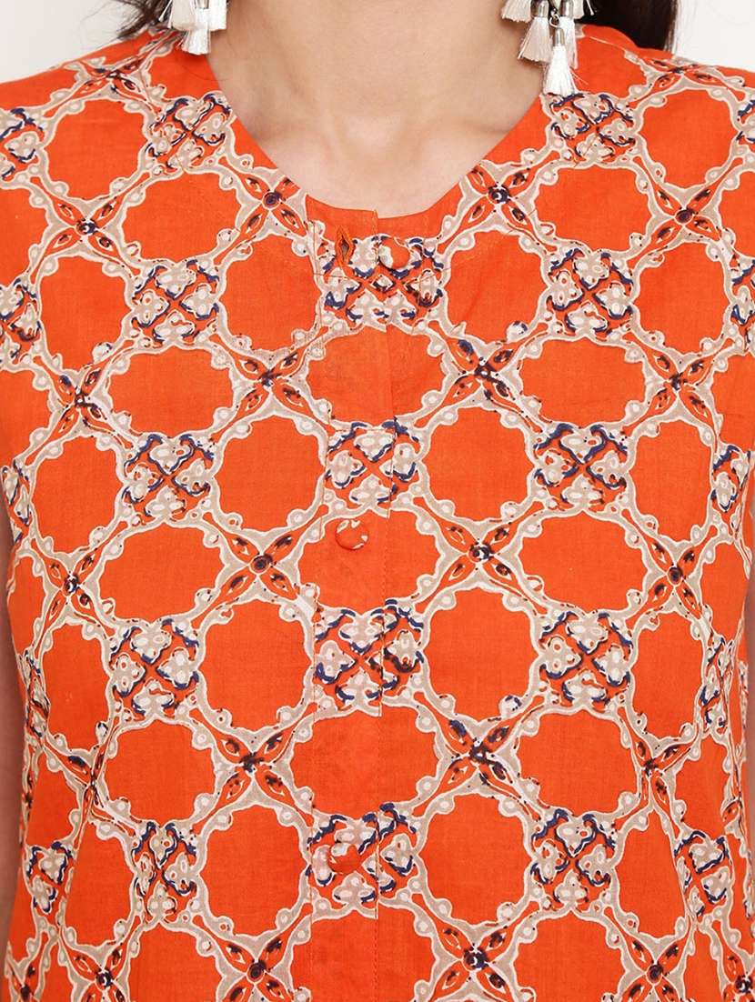 women printed sleeveless kurta pant set - 22527934 -  Standard Image - 1