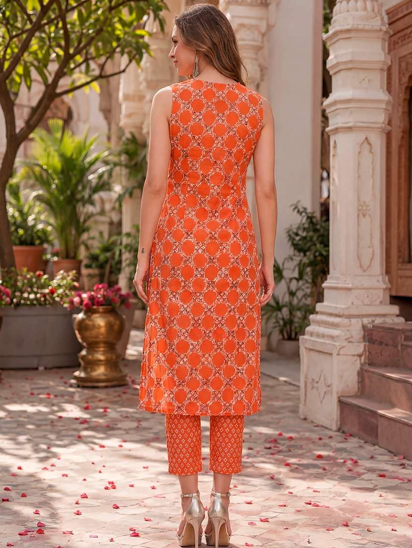 women printed sleeveless kurta pant set - 22527934 -  Standard Image - 4