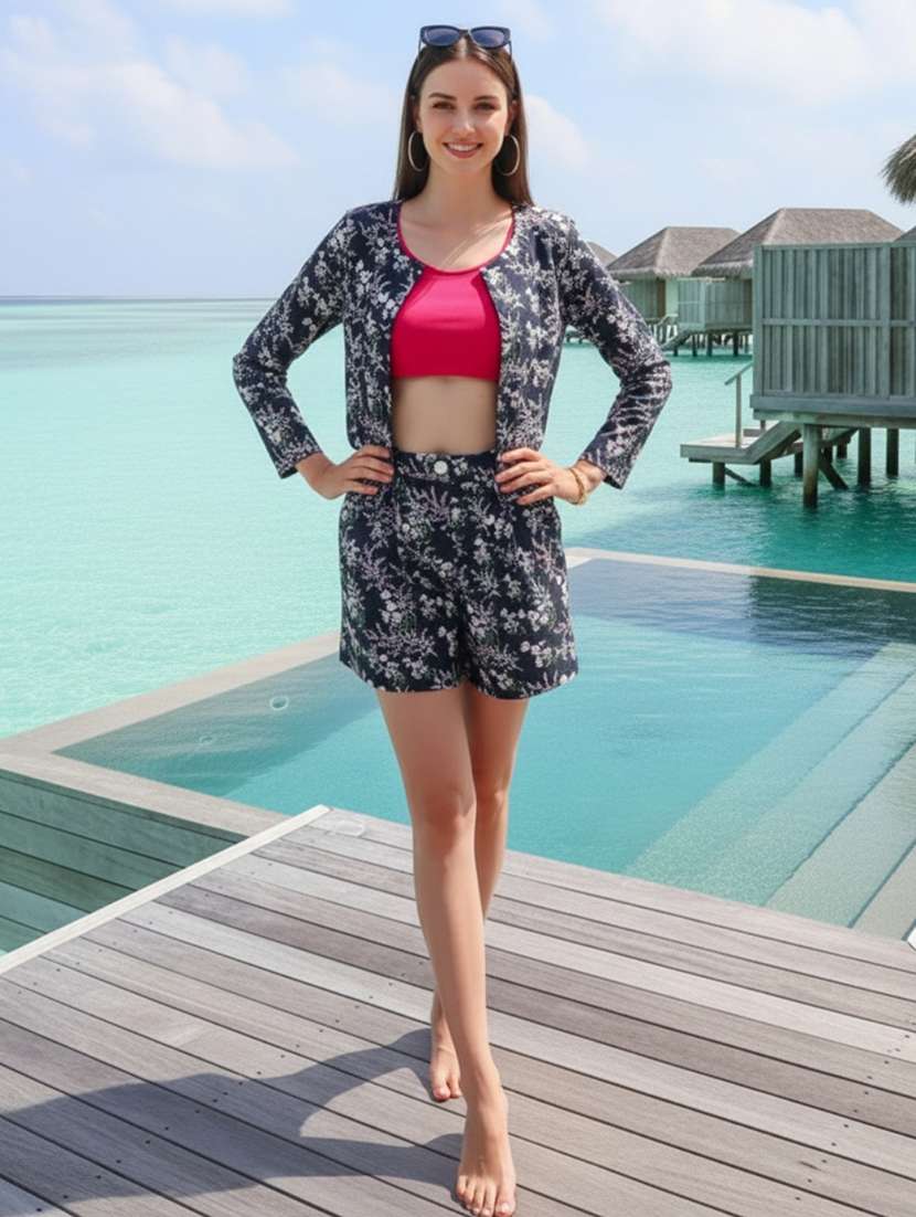 women printed long sleeves top and shorts co-ord set - 22527937 -  Standard Image - 4