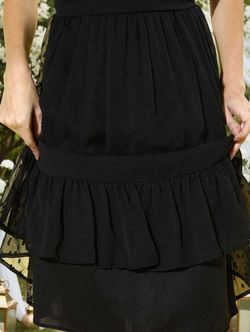 women solid sweetheart neck tiered dress - 22527942 -  Standard Image - 1