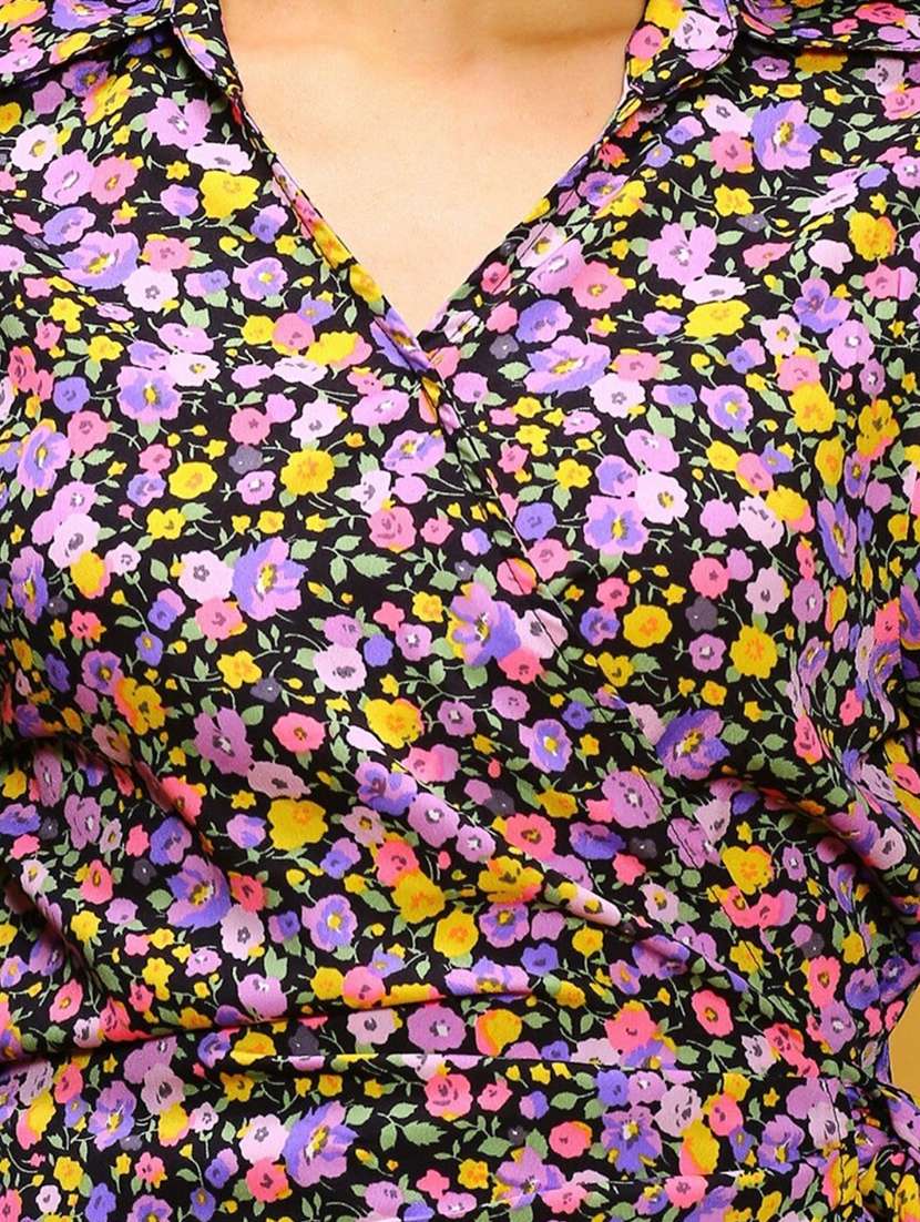 Women Printed Collared Wrap Dress - 22527956 -  Standard Image - 1